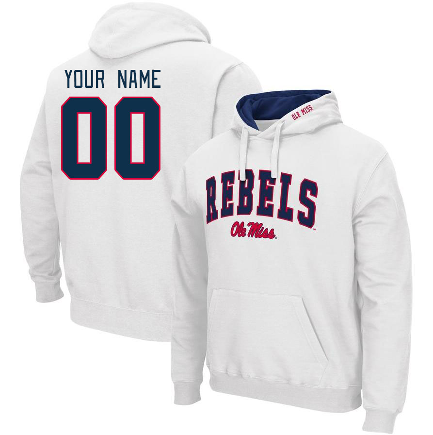 Custom Ole Miss Rebels Name And Number College Hoodie-White